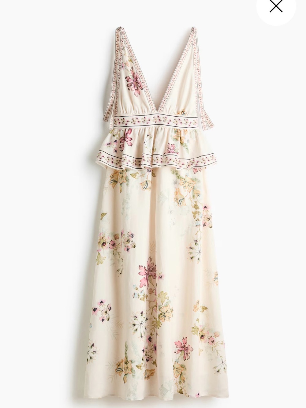 H&M Cream Floral Maxi Dress size Large